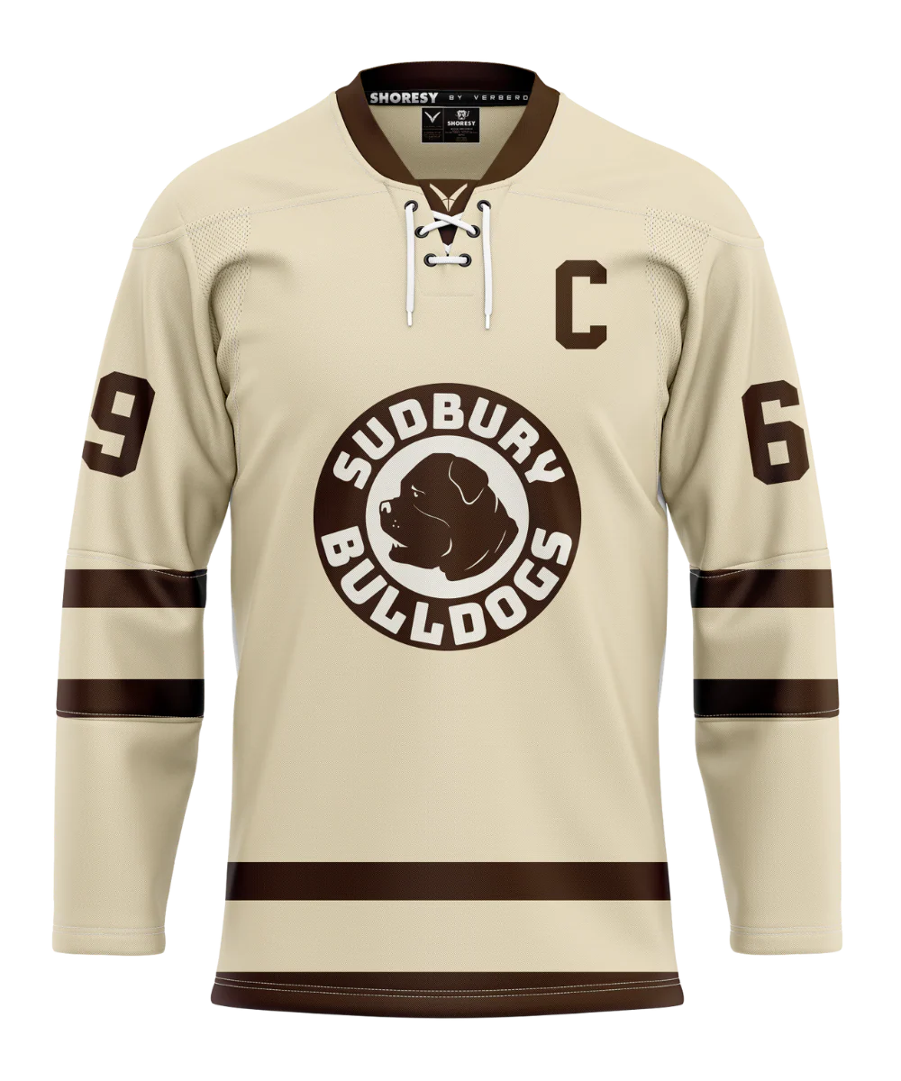 Official SHORESY VINTAGE Shore 69 Sudbury Bulldogs PRO Jersey - White