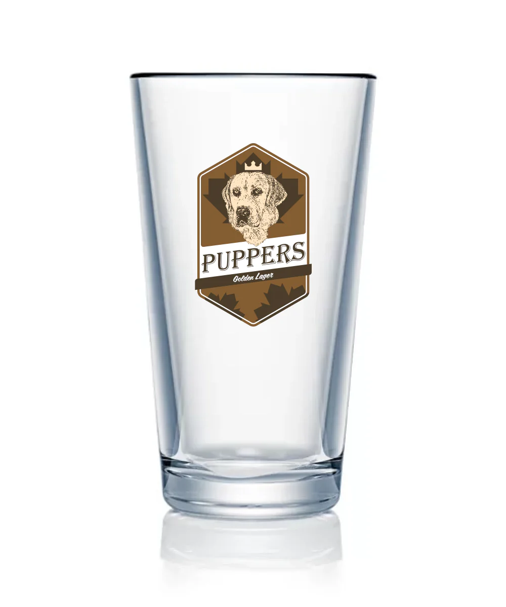 Puppers Golden Lager Pint Glass